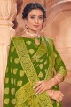 Designer Weaving Work Chiffon Green saree Blouse