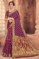 Chiffon Designer Weaving Work Purple saree with Blouse