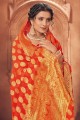 Orange Chiffon Designer Weaving Work saree with Blouse
