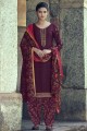 Maroon Patiyala Suit with Designer Embroidery Work,Digital Printed Royal Crepe