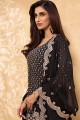 Black Sharara Suit in Faux Georgette with Heavy Designer Embroidery Work