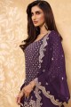Purple Faux Georgette Sharara Suit with Heavy Designer Embroidery Work