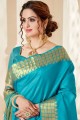 Blue saree with Wevon Designer Spun Cotton