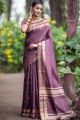 Wevon Self Designer saree in Wine Kashmir Cotton Silk