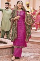 Pink Palazzo Salwar kameez with Heavy Designer Embroidery Work Faux Georgette