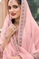 Faux Georgette Pink Palazzo Salwar kameez in Heavy Designer Embroidery Work
