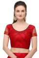 Red Heavy Jari Embroidery Work Lehenga Choli in Net