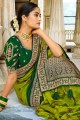 Weaving Rich Pallu,Heavy Embroidery Border,Blouse Work South indian saree in Green Dola Silk