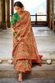 Weaving Rich Pallu,Heavy Embroidery Border,Blouse Work Banarasi Silk South indian saree in Orange
