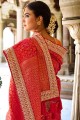 South indian saree in Red Dola Silk with Weaving Rich Pallu,Blouse 
