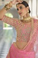 Heavy Designer Dori,Sequance Embroidery Work Soft Net Wedding Lehenga Choli in Baby Pink
