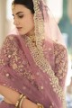 Mauve Heavy Designer Dori,Sequance Embroidery Work Wedding Lehenga Choli in Soft Net