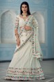 White Heavy Thread,Sequance Embroidery Work Georgette Wedding Lehenga Choli