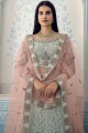 Grey Georgette Heavy Thread,Jari Embroidery,Zarkan Work Wedding Lehenga Choli with Soft Net Dupatta