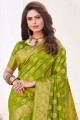 Soft Silk Green South indian saree in Wevon Designer Rich Pallu