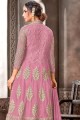 Pink Net Embroidery Work anarkali suit with Nazneen Dupatta