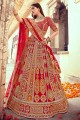 Thread,Sequance,Coding,Jari Embroidery,Hand Work Silk Red Wedding Lehenga Choli Net Dupatta