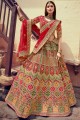 Beige Wedding Lehenga Choli in Silk with Thread,Sequance,Coding,Jari Embroidery,Hand Work