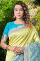 Heavy Wevon Designer Lichi Silk saree in Yellow
