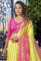 Yellow Heavy Wevon Designer saree in Lichi Silk