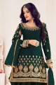 Designer Embroidery Real Mirror Work Bitalian Soft Silk Patiyala Suit in Green