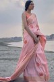 Pink Wevon Rich Jari Designer saree in Soft Tissue Linen