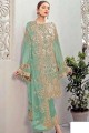Light Green Designer Heavy Embroidery Work Faux Georgette pakistani Salwar Kameez