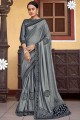 Foil With Heavy Petch Work Imported Lycra Silver saree Blouse