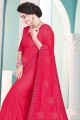 Pink Rangoli Silk Butta Thread Embroidery Work saree with Blouse