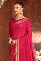 Sarovski Butta Designer Vichitra Silk Pink saree Blouse