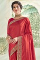 Sarovski Butta Designer Vichitra Silk saree in Redwith Blouse