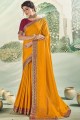 Orange saree in Vichitra Silk with Sarovski Butta Designer