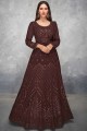 Georgette anarkali suit in Brown with Heavy Sequance Embroidery Work