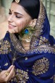 Vichitra Silk Blue saree in Designer Embroidery,Stone Work