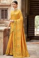 Designer Embroidery,Stone Work Vichitra Silk Yellow saree Blouse