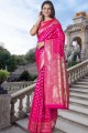Lichi Silk South indian saree with Wevon Self Jari Designer in Pink