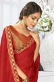 Red saree with Swarovski Butta Designer Vichitra Silk