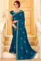 Morpeach C.P.Vichitra Silk Butta Thread Embroidery Work saree with Blouse