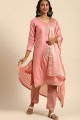 Glass Cotton salwar kameez in Pink with Embroidery Work