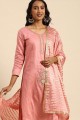 Glass Cotton salwar kameez in Pink with Embroidery Work