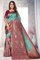 Weaving Jacquard Rich Pallu Designer Banarasi Silk Banarasi Saree in Blue with Blouse