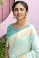 Aqua Blue Wevon Multy Color Pallu Designer South indian saree in Tussar Silk