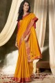 Orange saree in Vichitra Silk with Sarovski Butta Designer
