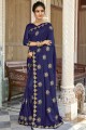 Blue saree with Designer Jari Embroidery Work Vichitra Silk