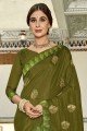 Vichitra Silk saree with Designer Jari Embroidery Work in Mahendi