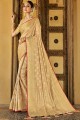 Designer Weaving Work Silk saree in Cream