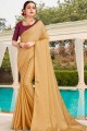 Beige saree in Satin with Stone Work,Embroidery Blouse 