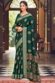 Green saree in Wevon Designer Work Chanderi