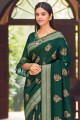 Green saree in Wevon Designer Work Chanderi