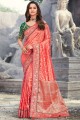 saree in Gajri Dola,Banarasi Silk with Weaving Rich Pallu,Embroidery Work